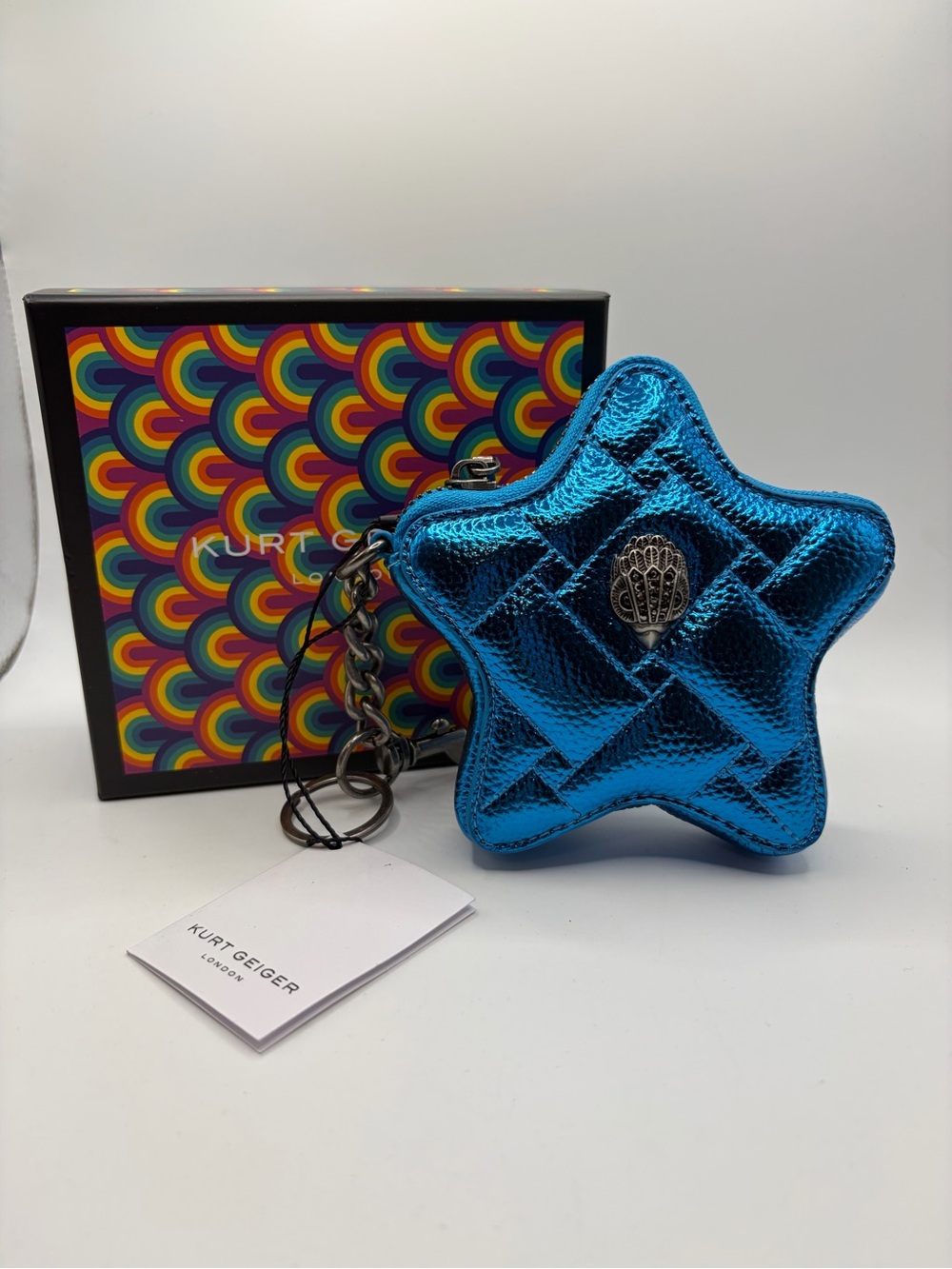 Kurt Geiger Metallic Blue Star Key & Card Holder